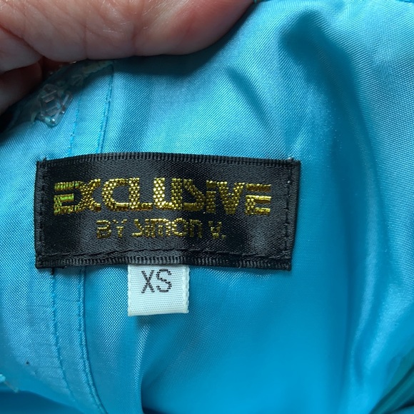 Exclusive Simon V turquoise strapless prom gown size XS formal wedding party - Picture 12 of 12